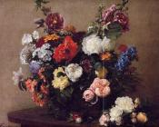 亨利方丹拉图尔 - Bouquet of Diverse Flowers